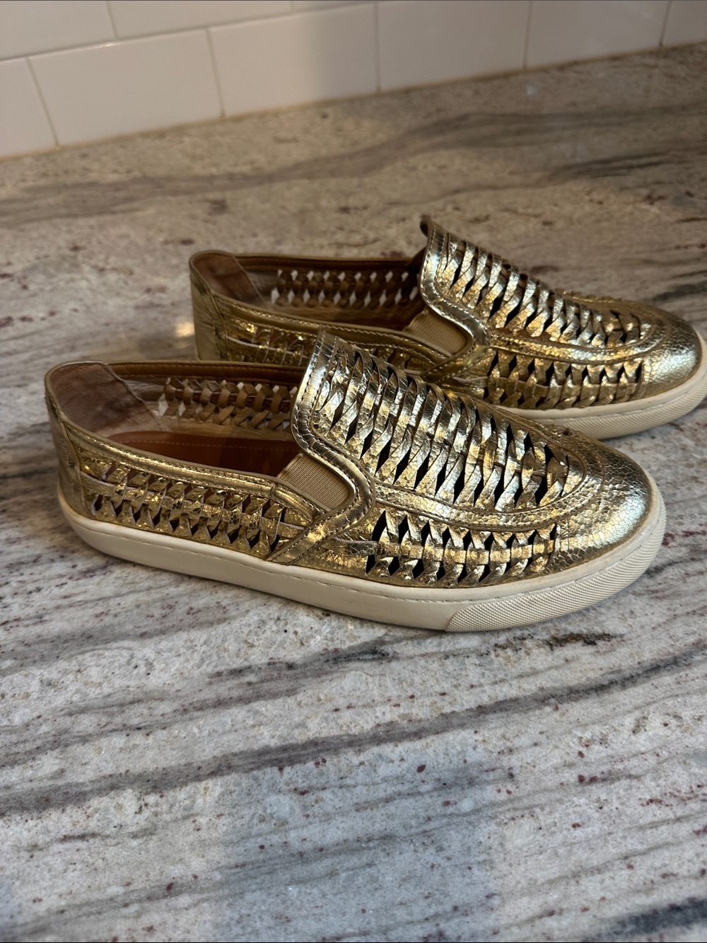 Tory Burch Gold Woven Slip-On Hurache sneakers for Women